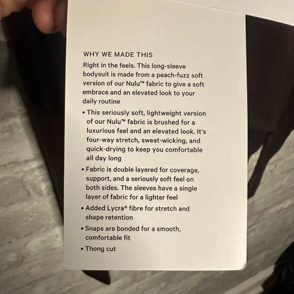 Lululemon Nulu Square Neck Long Sleeve Bodysuit Thong Cut NWT Size Large (FRPR) - Picture 15 of 16